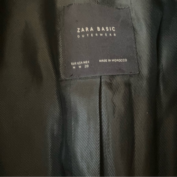 ZARA Black Basic Outerwear Wool Coat Medium - Picture 4 of 7
